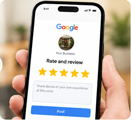 Google review form on a phone